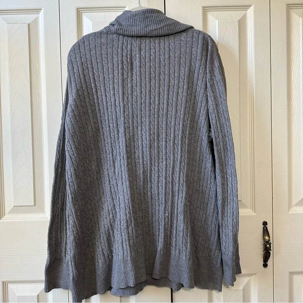 Eddie Bauer Women’s Size 2XL Cable Knit Shawl V Neck Pullover Sweater Grey